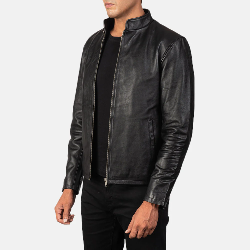 Alex Black Leather Biker Jacket - Image 5