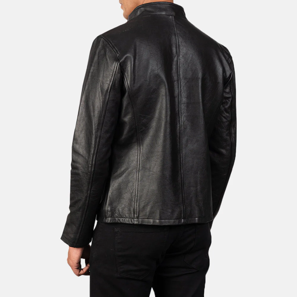 Alex Black Leather Biker Jacket - Image 7