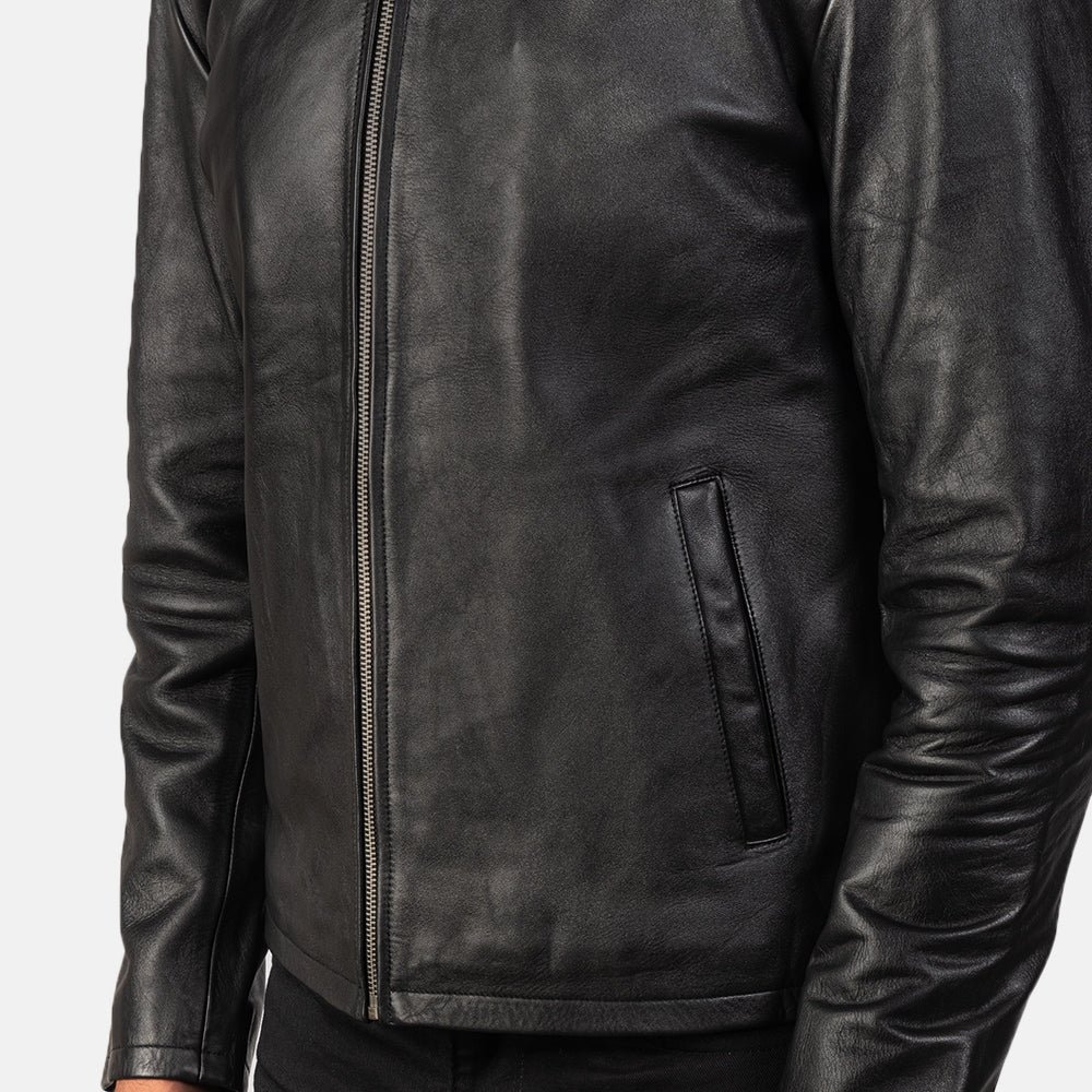 Alex Black Leather Biker Jacket - Image 6