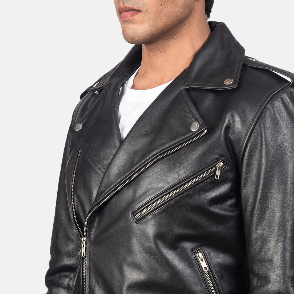 Allaric Alley Black Leather Biker Jacket - Image 3